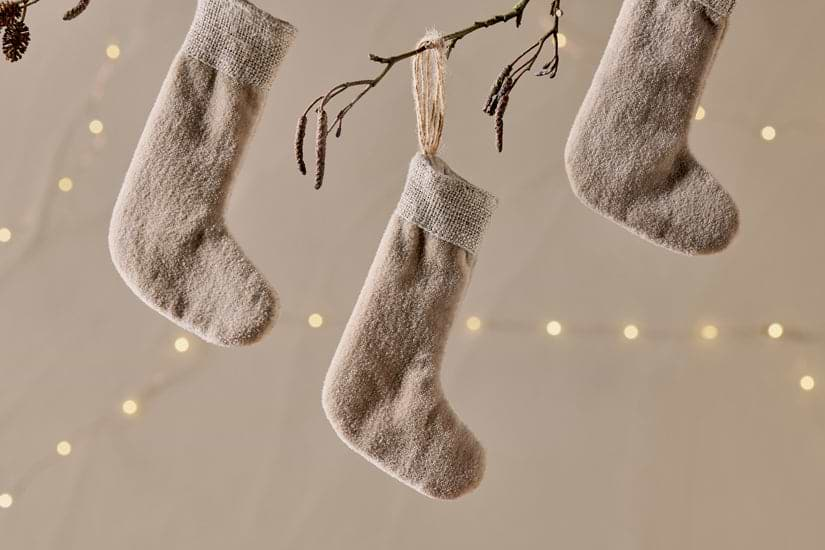 Karru Cotton Velvet Mini Stocking - Light Grey - (Set of 3)-nkuku