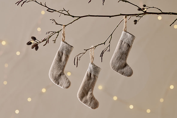 Karru Cotton Velvet Mini Stocking - Light Grey - (Set of 3)-nkuku