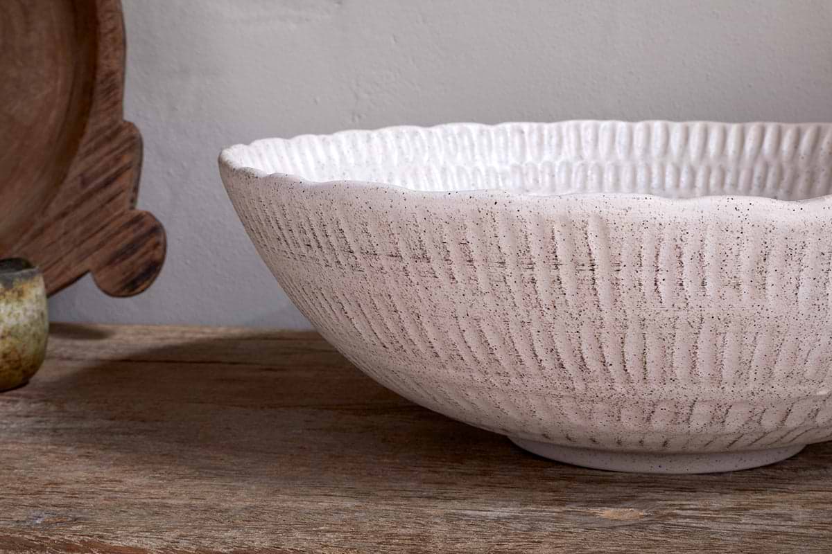 Kayanna Ceramic Decorative Bowl - White-nkuku