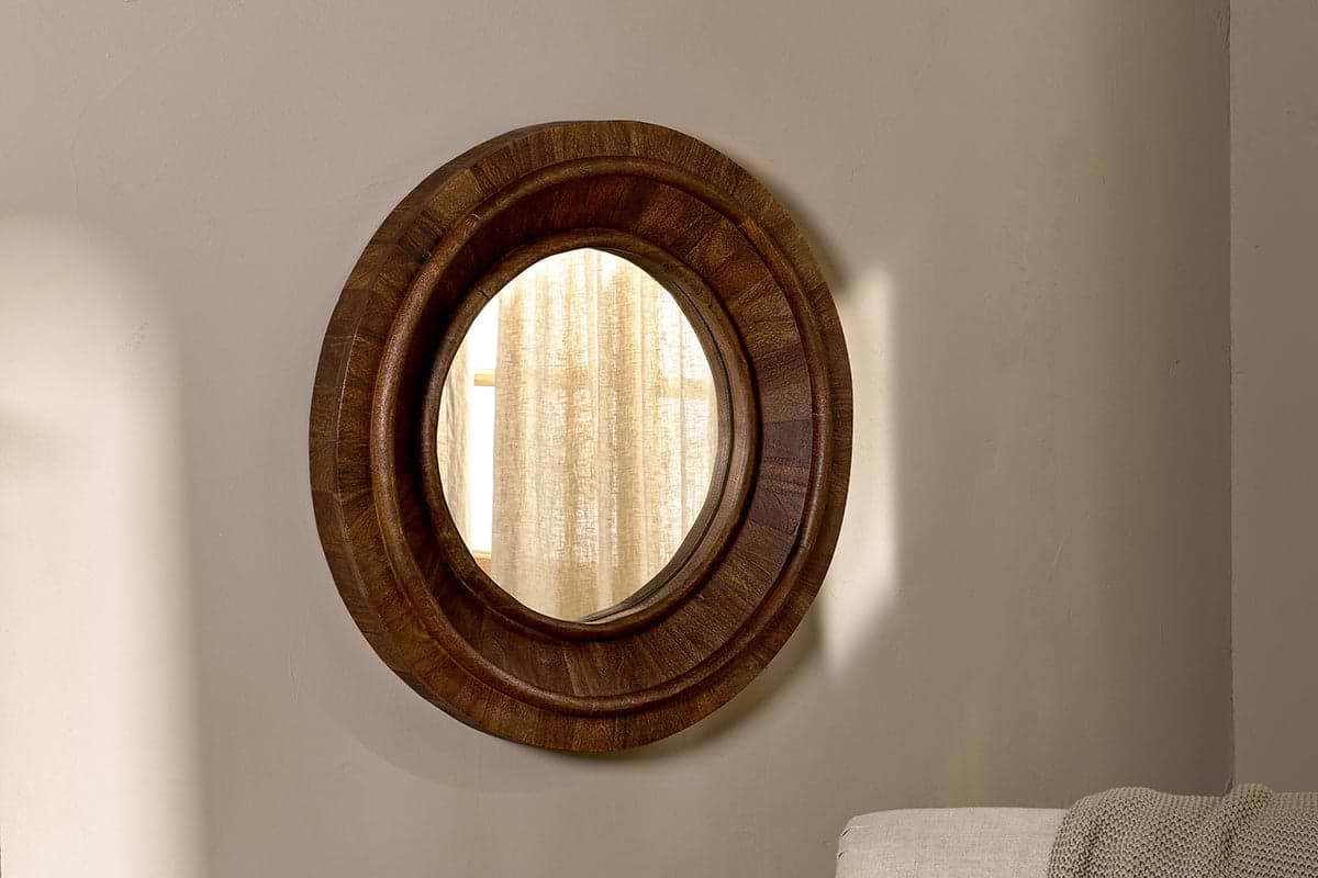 Kayia Acacia Wood Mirror - Walnut-nkuku