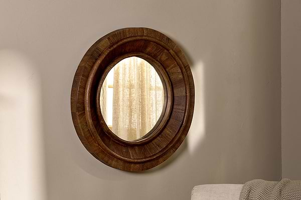 Kayia Acacia Wood Mirror - Walnut-nkuku