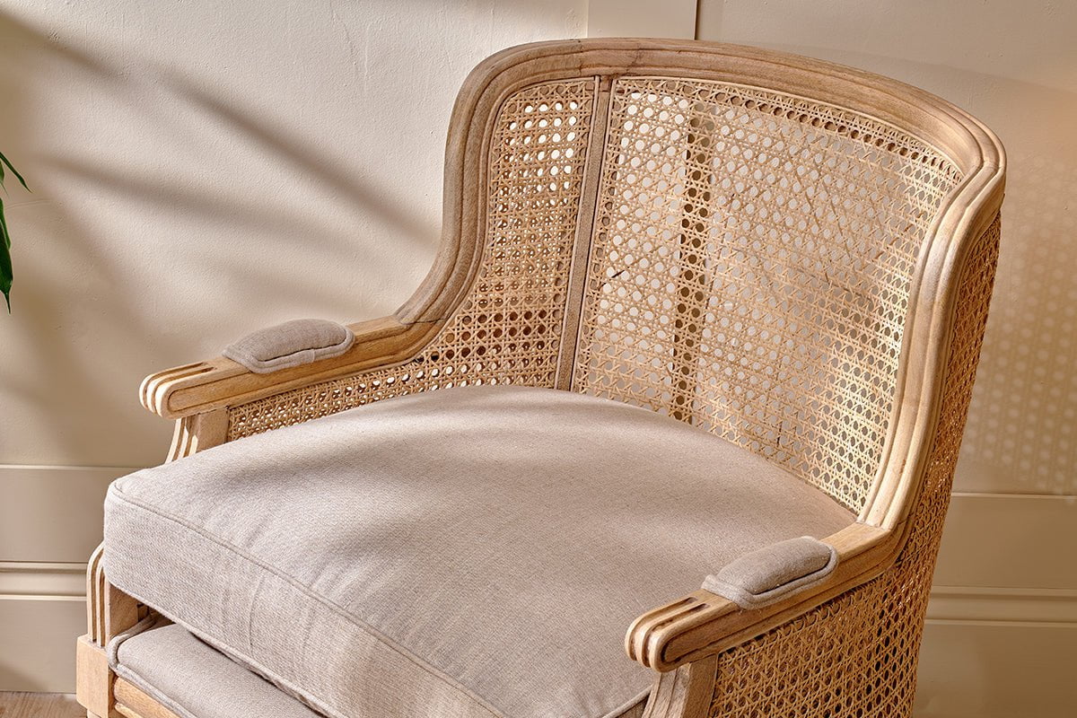 Kaziria Cane & Linen Armchair - Natural- nkuku