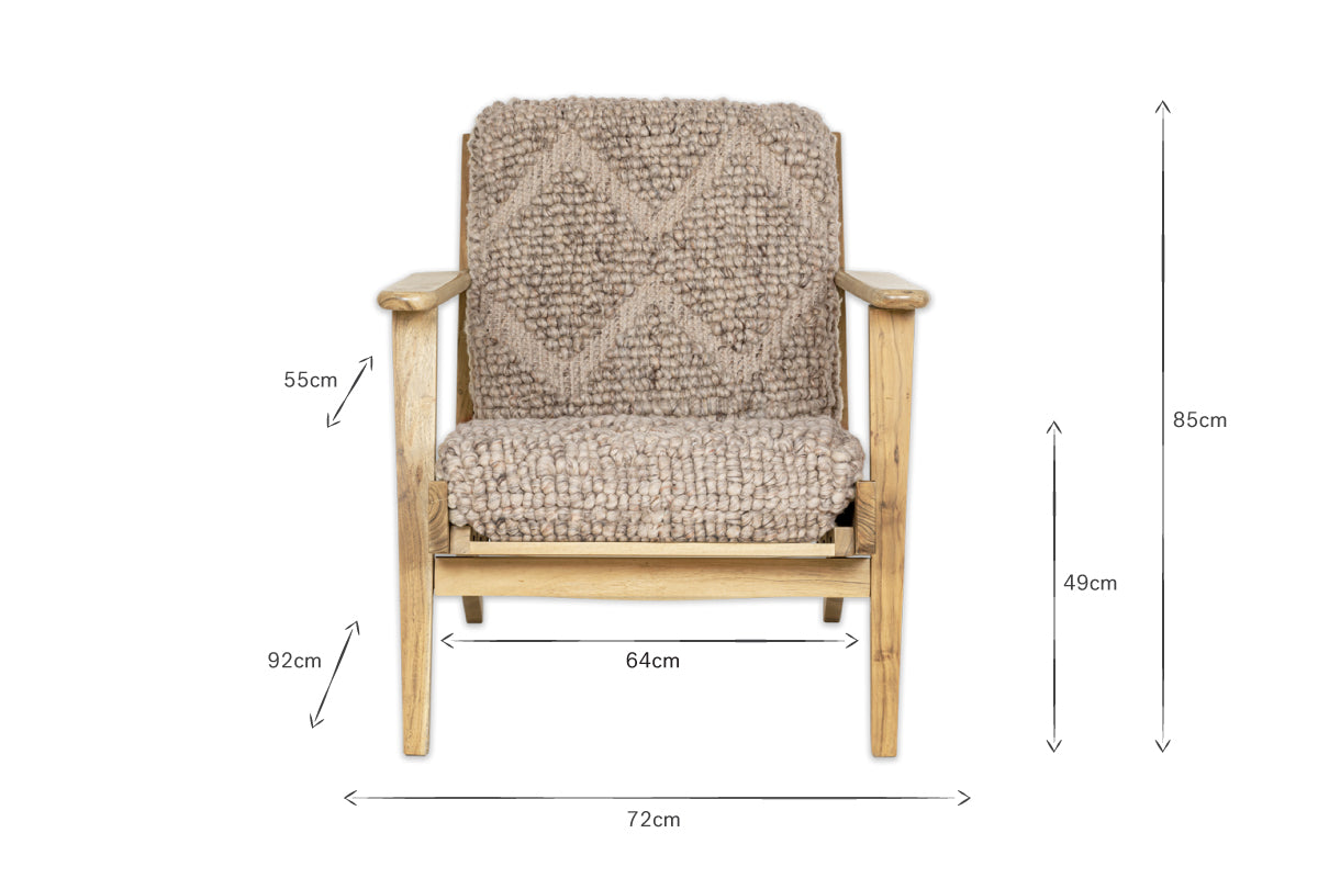 Keya Chunky Weave & Mango Wood Chair - Natural- nkuku