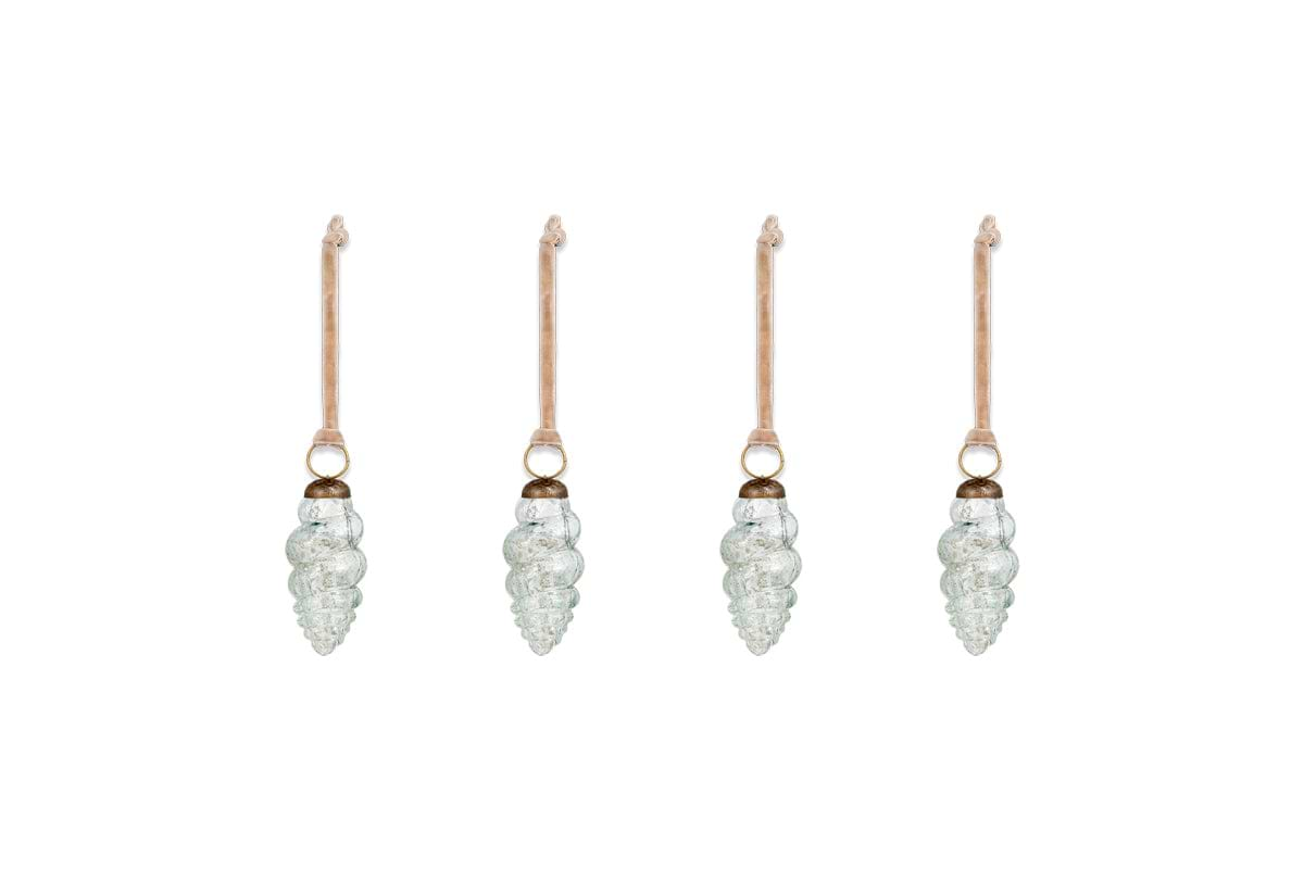 Khol Shell Baubles - Clear Antique - (Set of 4)-nkuku