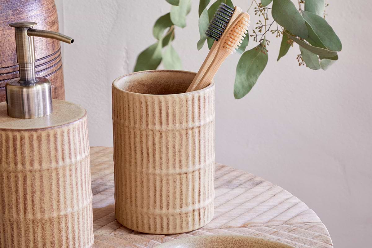 Kiani Ceramic Toothbrush Holder - Cream-nkuku