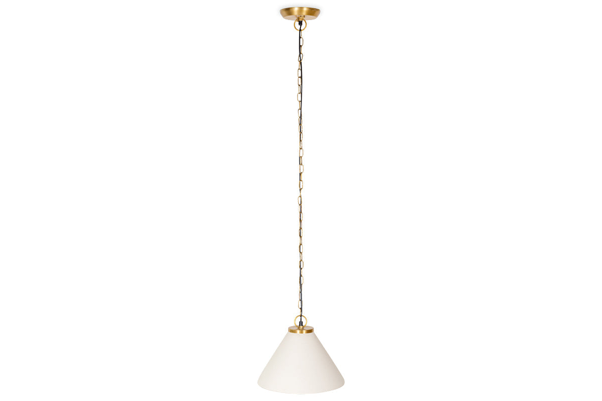 Kiara Organic Shape Ceramic Pendant Light - Off White & Antique Brass-nkuku