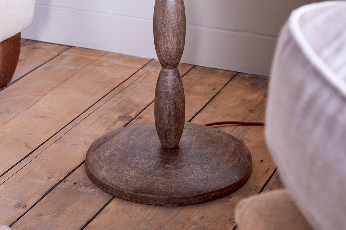 Konali Mango Wood Floor Lamp - Ash Stain-nkuku