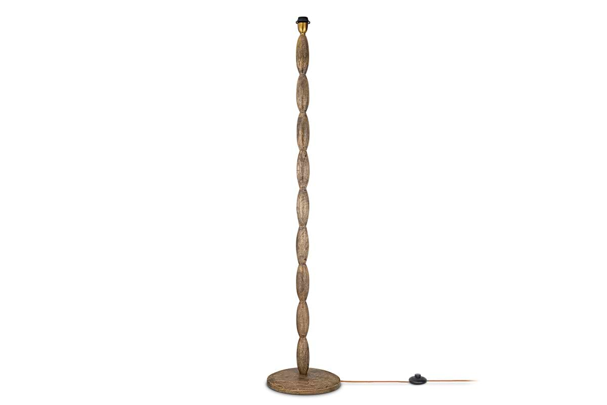 Konali Mango Wood Floor Lamp - Ash Stain-nkuku