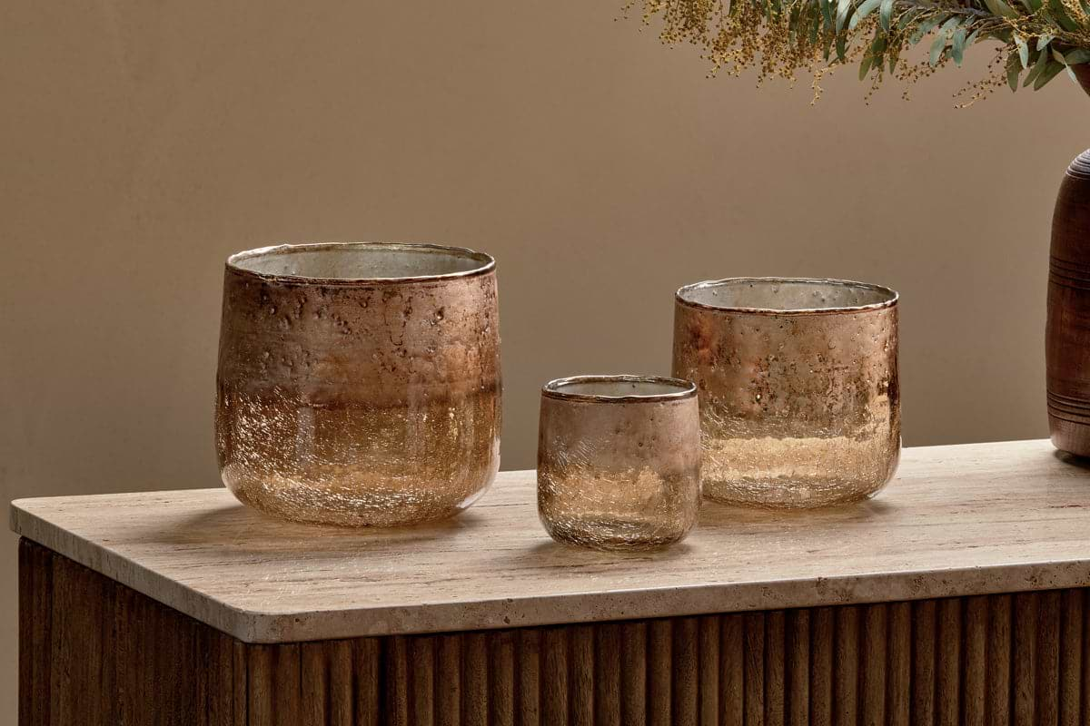 Konara Glass Tealight Holder - Copper Smoke-nkuku