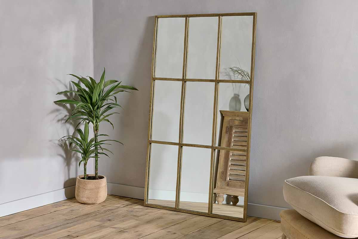 Kurci Rectangular Full Length Mirror - Antique Brass-nkuku