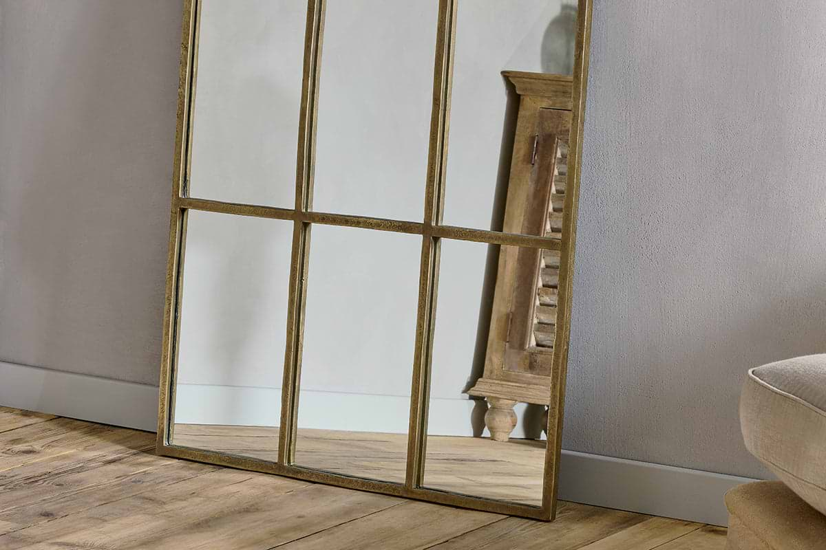 Kurci Rectangular Full Length Mirror - Antique Brass-nkuku