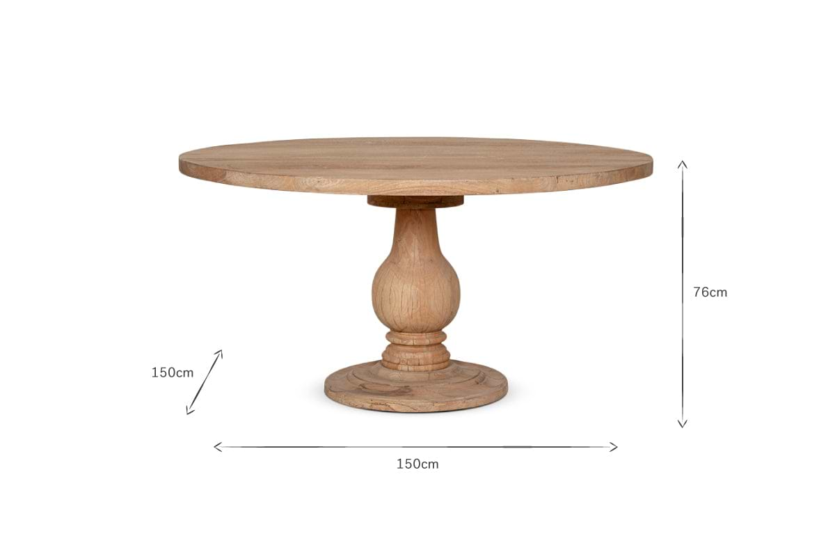 Laya Round Carved Mango Wood Table - Large-nkuku