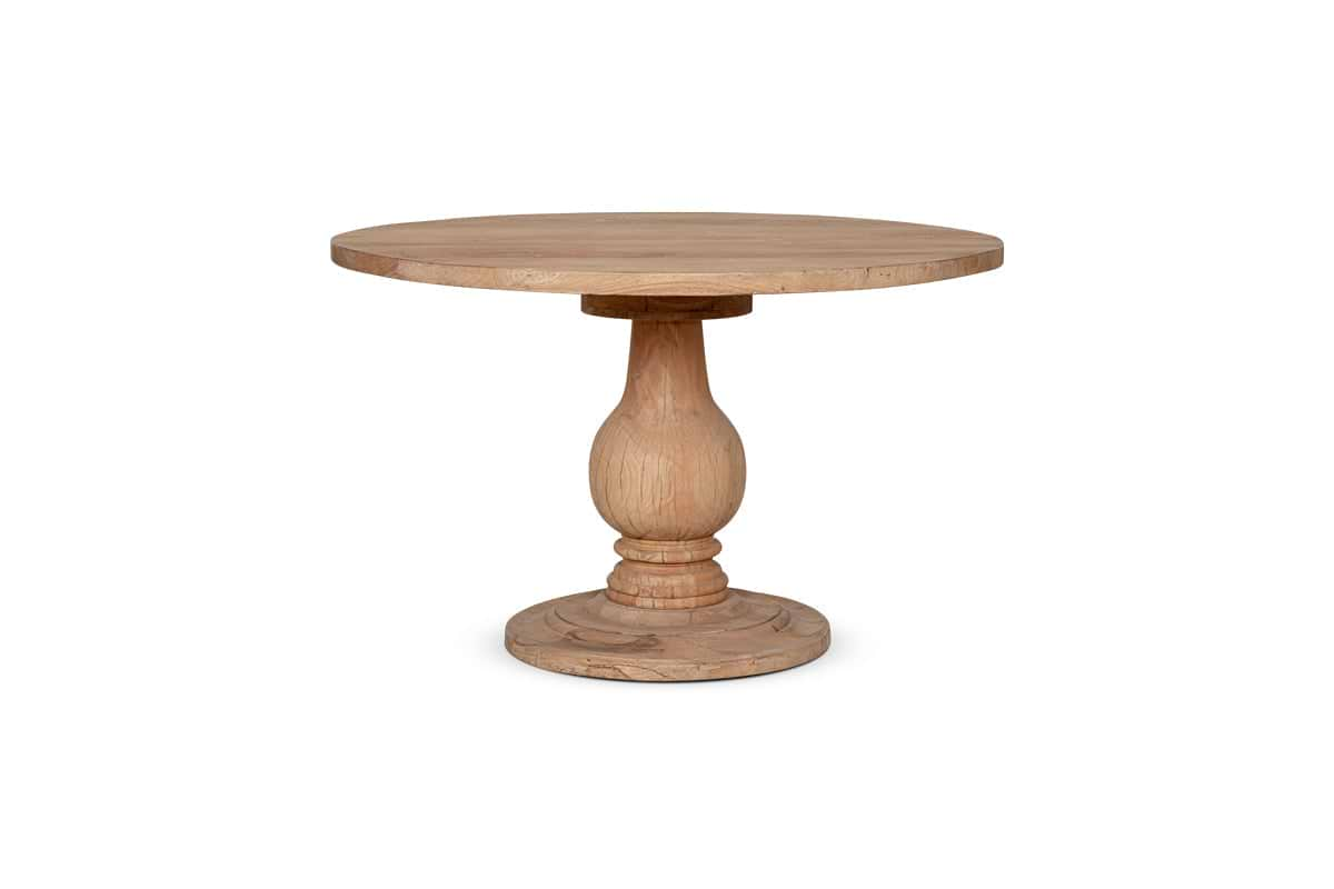 Laya Round Carved Mango Wood Table - Small-nkuku