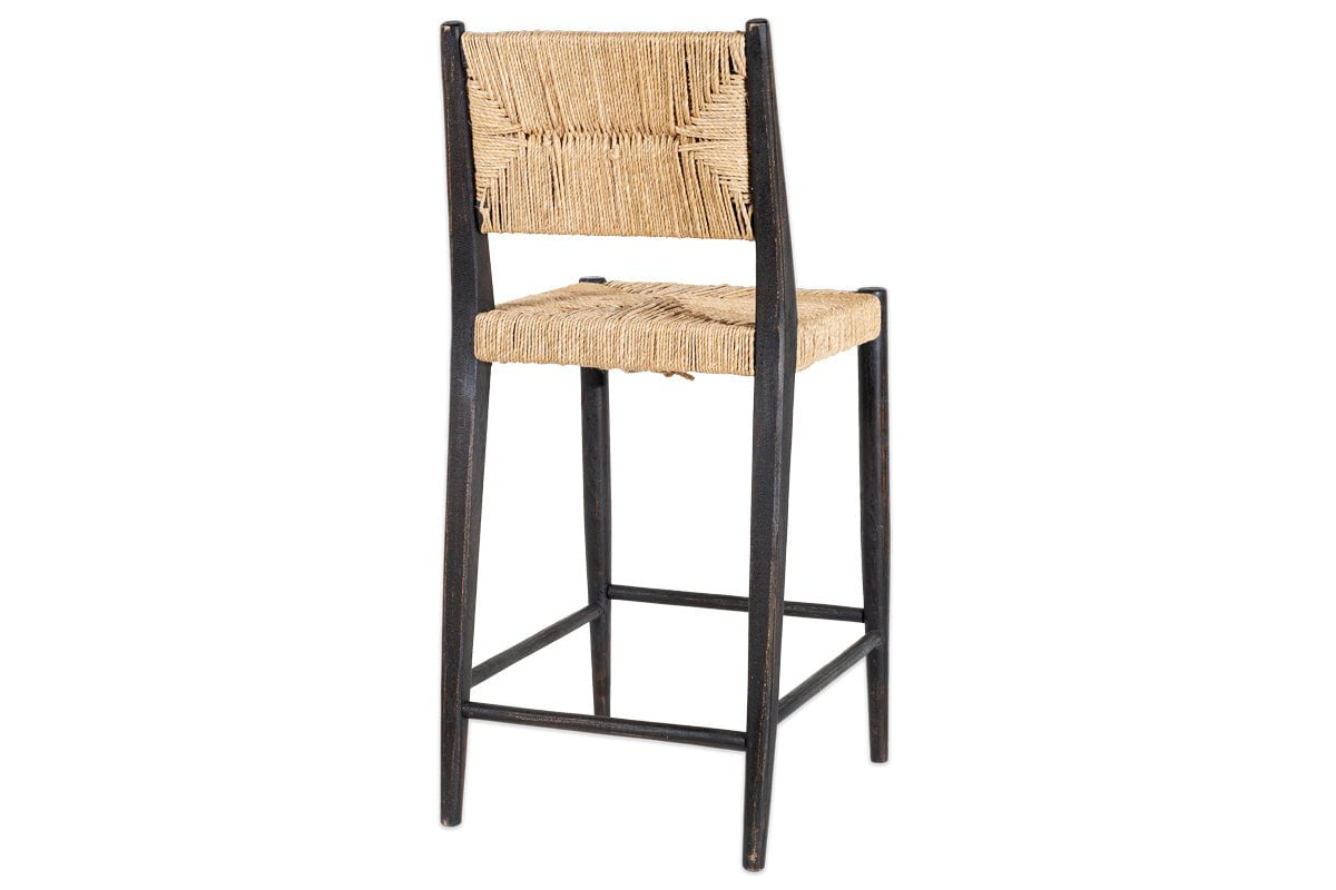 Lohanda Acacia & Munja Grass Counter Chair - Charcoal-nkuku