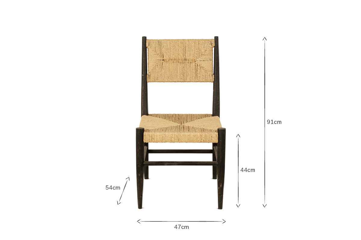 Lohanda Acacia & Munja Grass Dining Chair - Charcoal-nkuku