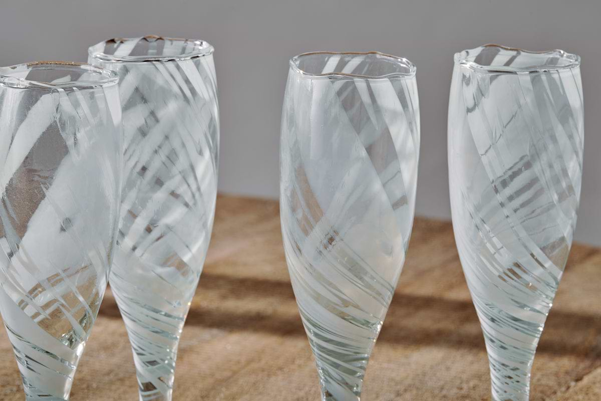 Lohara Champagne Glass - White (Set of 4)-nkuku