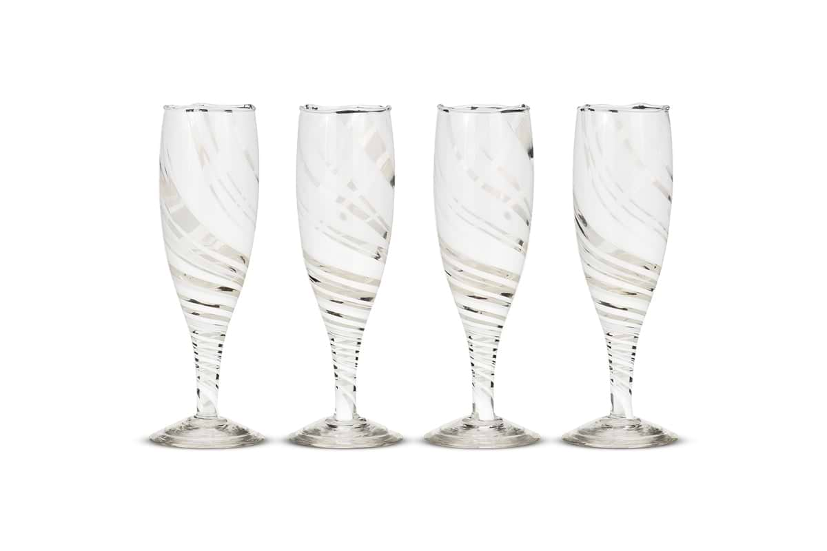 Lohara Champagne Glass - White (Set of 4)-nkuku