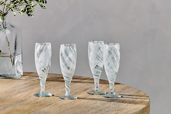 Lohara Champagne Glass - White (Set of 4)-nkuku