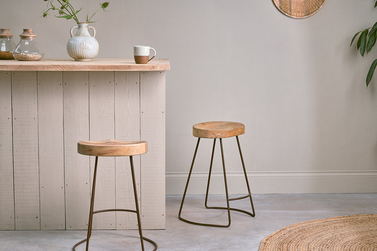 Loko Mango Wood Stool - Short-nkuku