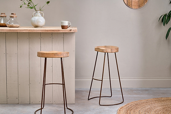 Loko Mango Wood Stool - Tall-nkuku