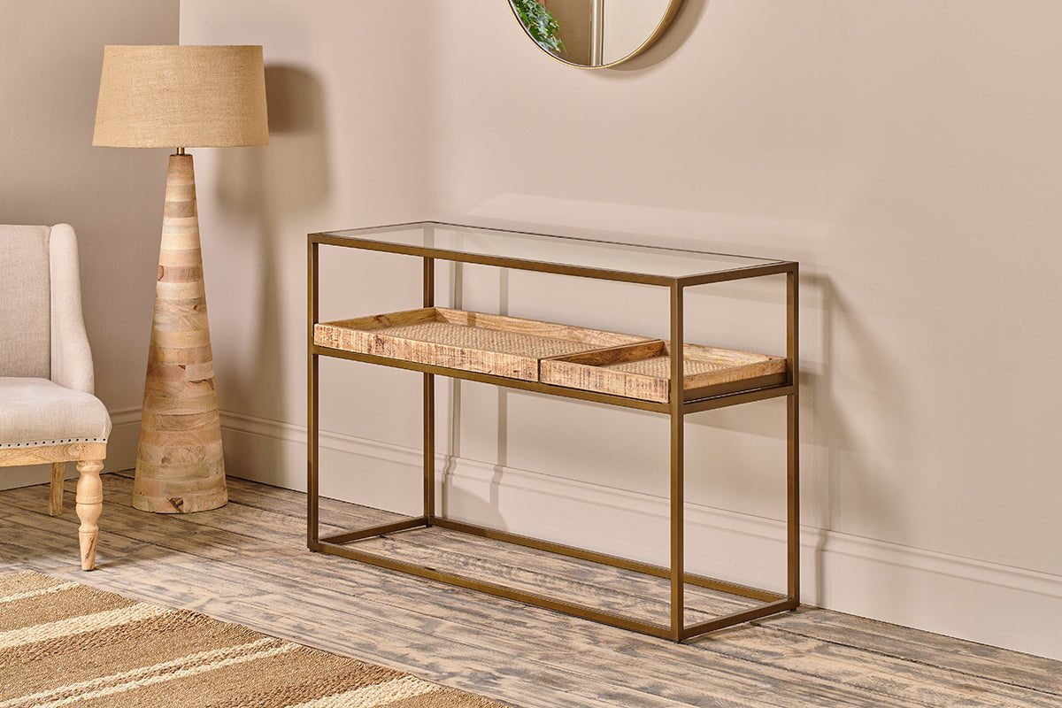 Luzon Iron & Mango Wood Display Console Table- nkuku