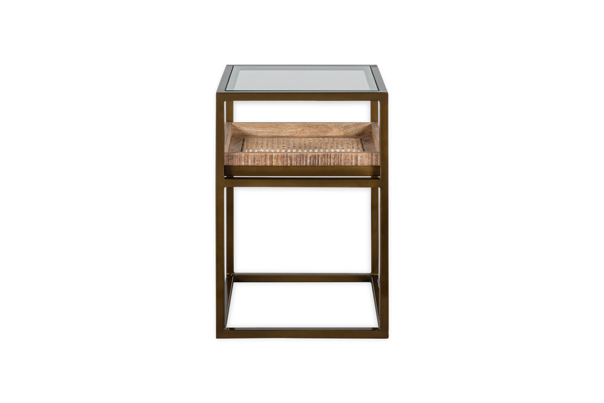 Luzon Iron & Mango Wood Display Side Table - Brass- nkuku