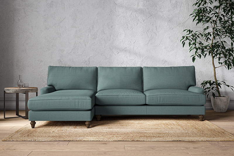 Marri Grand Left Hand Chaise Sofa - Recycled Cotton Airforce
