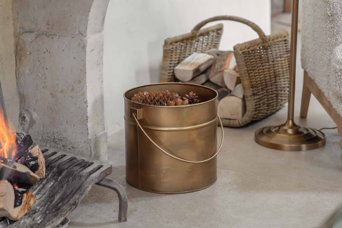 Mosat Iron Fireside Bucket - Antique Brass