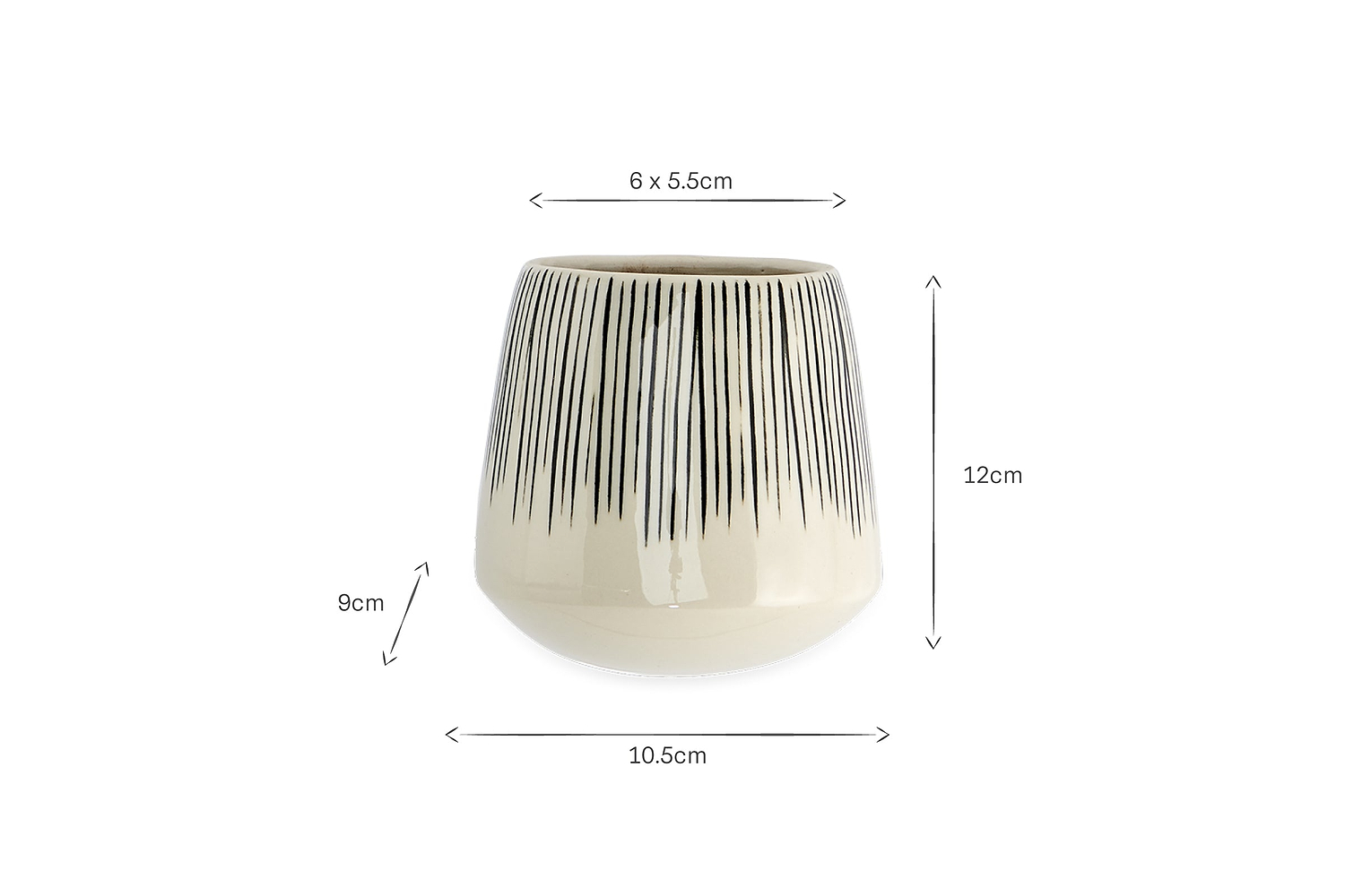 Matamba Ceramic Wall Hung Planter - Black Lines