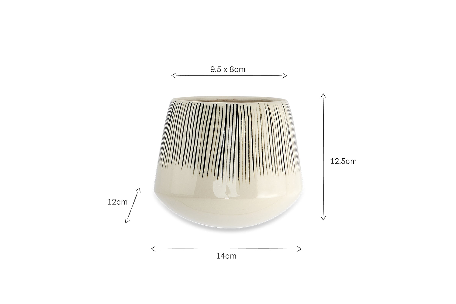 Matamba Ceramic Wall Hung Planter - Black Lines