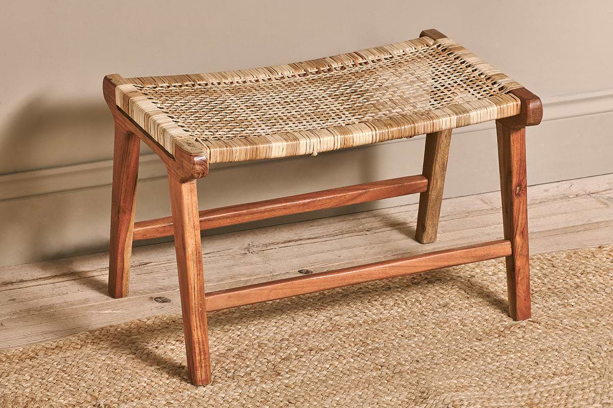 Madrisana Acacia & Rattan Footstool- nkuku