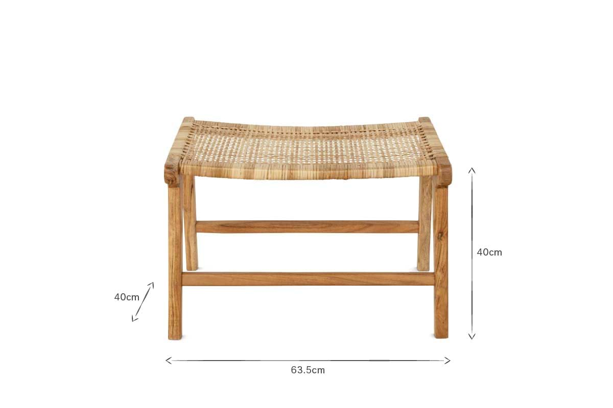 Madrisana Acacia & Rattan Footstool- nkuku