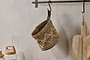 Mannu Cotton & Hemp Wall Hung Basket - Natural & Black-nkuku