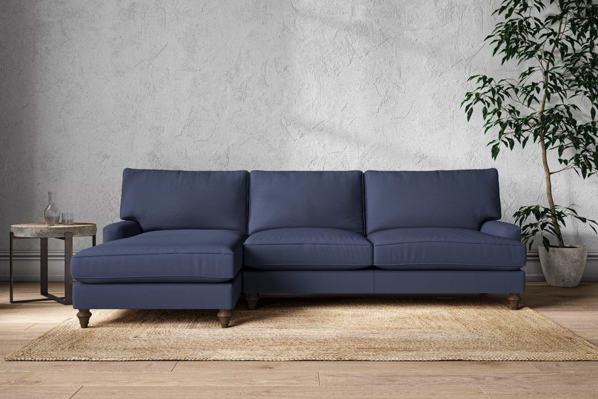 Marri Grand Left Hand Chaise Sofa - Recycled Cotton Navy-nkuku