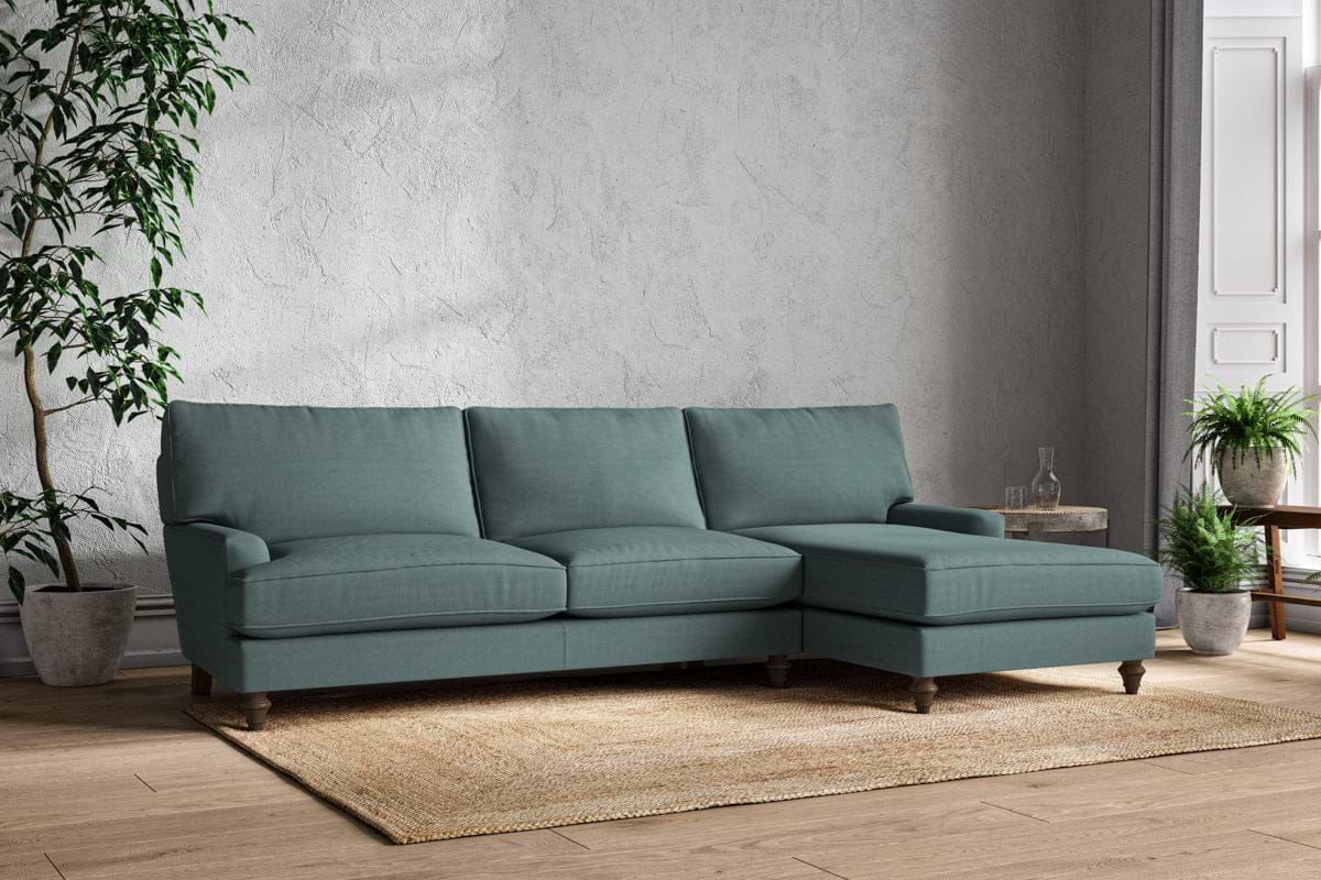 Marri Grand Right Hand Chaise Sofa - Recycled Cotton Airforce-nkuku