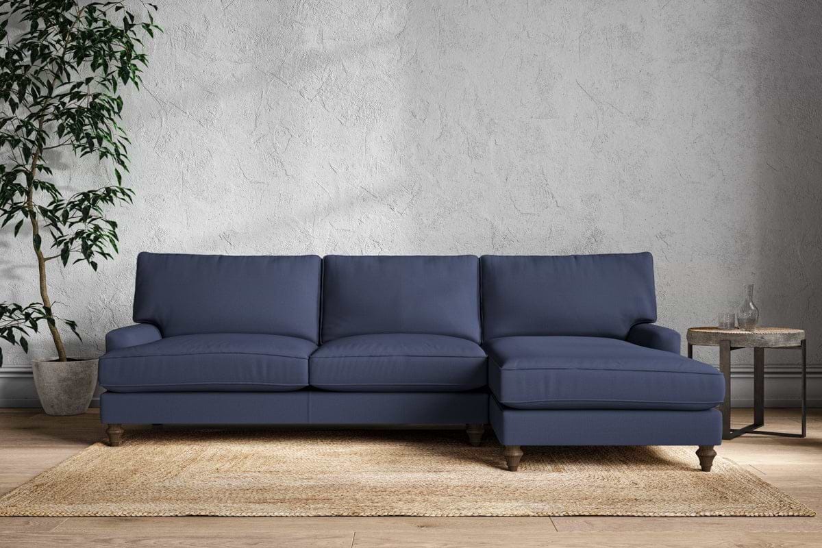 Marri Grand Right Hand Chaise Sofa - Recycled Cotton Navy-nkuku