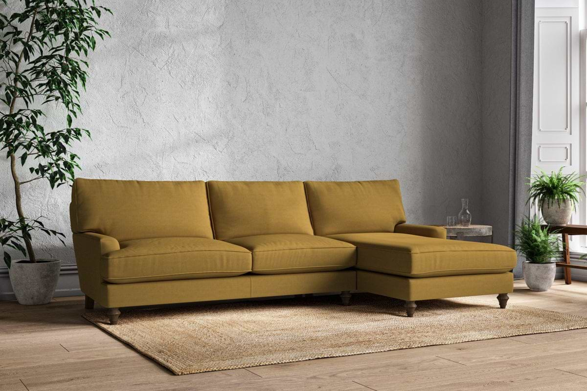 Marri Grand Right Hand Chaise Sofa - Recycled Cotton Ochre-nkuku