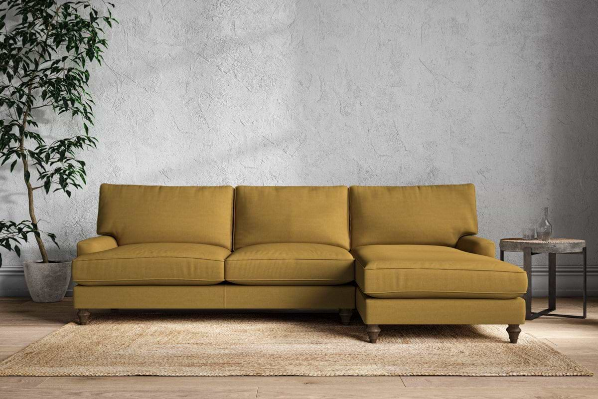 Marri Grand Right Hand Chaise Sofa - Recycled Cotton Ochre-nkuku