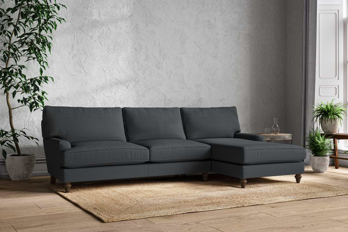 Marri Grand Right Hand Chaise Sofa - Recycled Cotton Thunder-nkuku