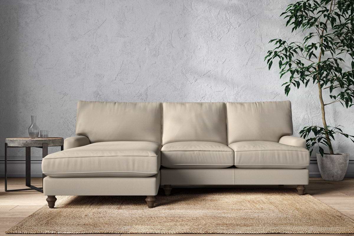 Marri Large Left Hand Chaise Sofa - Recycled Cotton Stone-nkuku
