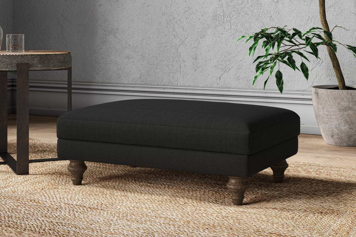 Marri Medium Footstool - Brera Linen Charcoal-nkuku