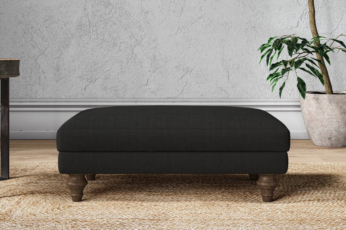 Marri Medium Footstool - Brera Linen Charcoal-nkuku