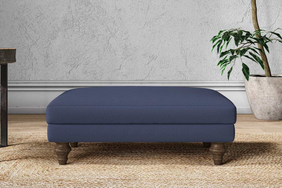 Marri Medium Footstool - Recycled Cotton Navy-nkuku