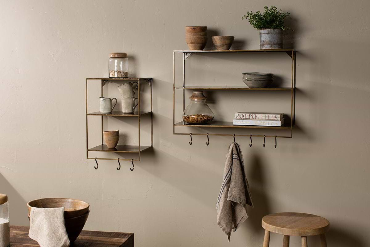 Meghana Iron Shelf With Hooks - Wide-nkuku