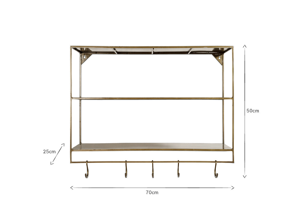 Meghana Iron Shelf With Hooks - Wide-nkuku