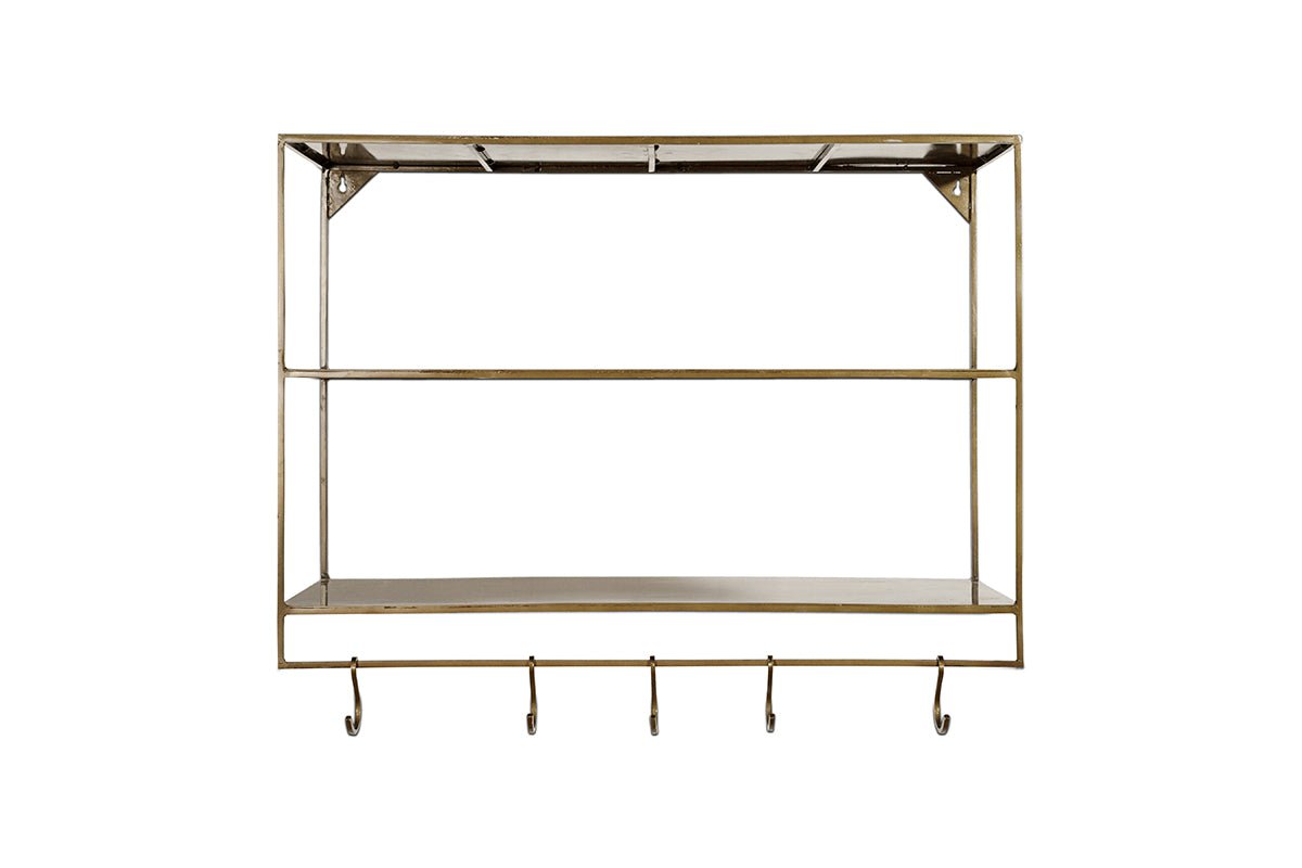 Meghana Iron Shelf With Hooks - Wide-nkuku