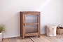 Mendani Mango Wood & Fluted Glass Glass Low Cabinet - Walnut Stain-nkuku