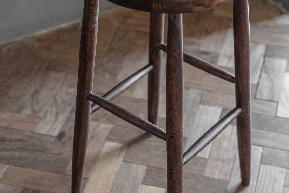 Mengwi Mango Wood Round Bar Stool - Dark Brown-nkuku