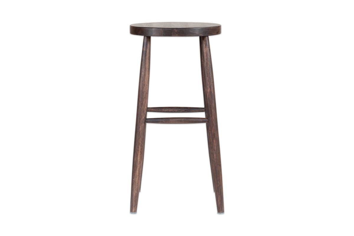 Mengwi Mango Wood Round Bar Stool - Dark Brown-nkuku