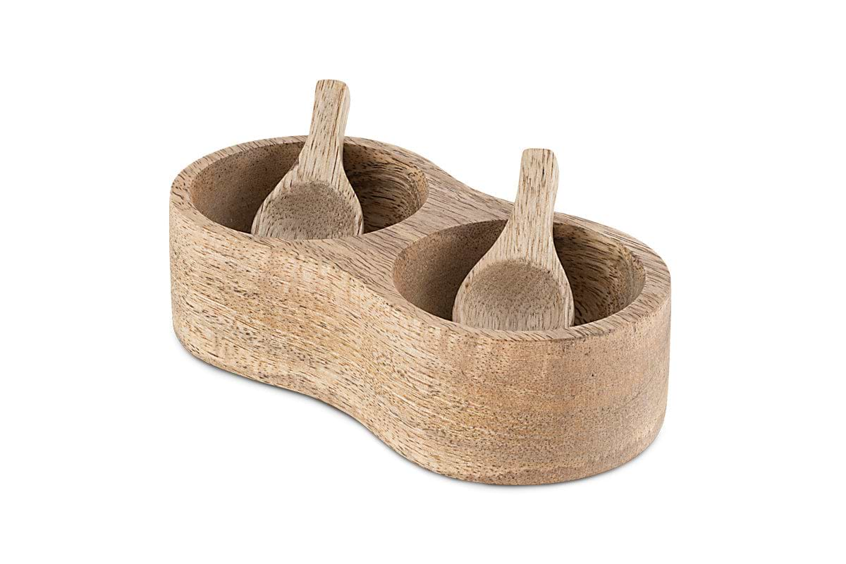 Milaku Mango Wood Salt & Pepper Server - Natural-nkuku